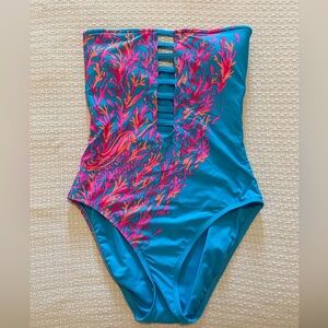 Lilly Pulitzer strapless swimsuit with cutout detail down middle
